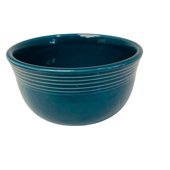 Fiesta Homer Laughlin USA Teal Mixing Bowl Ribbed Stoneware Kitchenware 3" x 6" - Picture 9 of 9